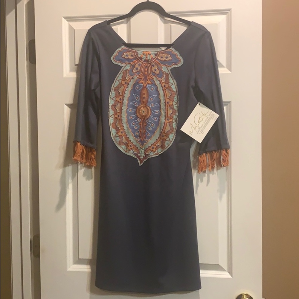 NWT Missy Robertson M embroidered dress